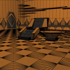 Wooden Room With Chair 3d model
