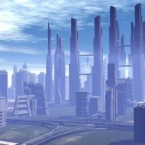 Fantasy Town With Skyscraper 3d model
