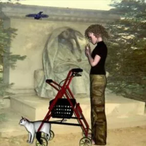 Girl With Four Wheel Walker 3d model
