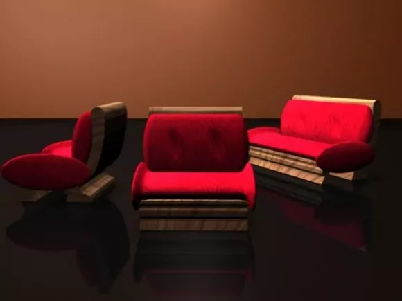Sofa Leather Luxurious Style 3d model
