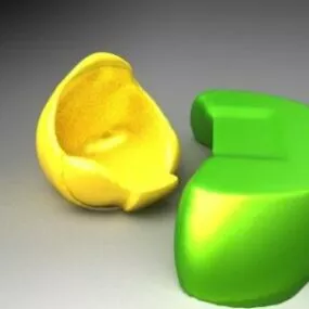 Plastic Curved Desk 3d model
