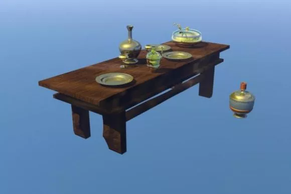 Retro Table Furniture With Shelf 3d model