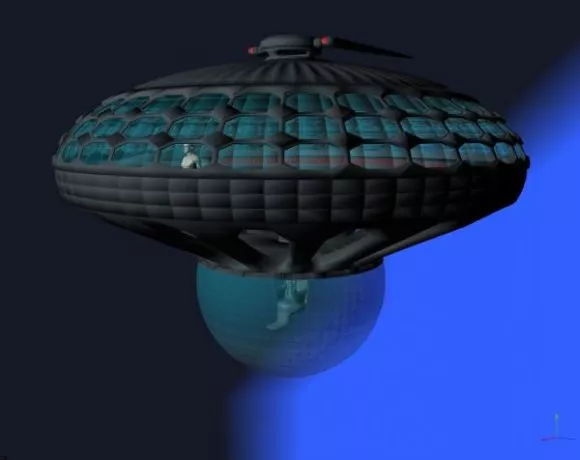 Space Airship Station With Planet 3d model Space Airship Station With Planet 3d model