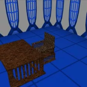 Table Chair With Cabinet Furniture 3d model