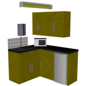 Small Corner Kitchen Cabinet 3d model
