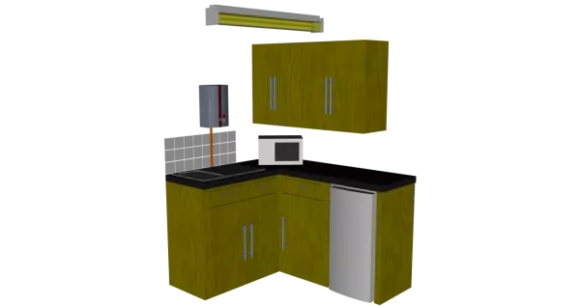 Simple Tv Cabinet With Floor Lamp 3d model