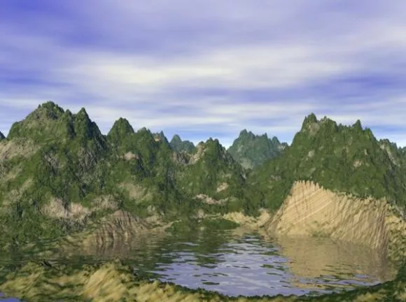 Lake Landscape With Tree 3d model