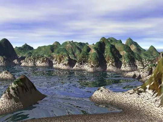 Green Sky Terrain Landscape 3d model