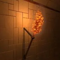 Medieval Wall With Fire Torch 3d model