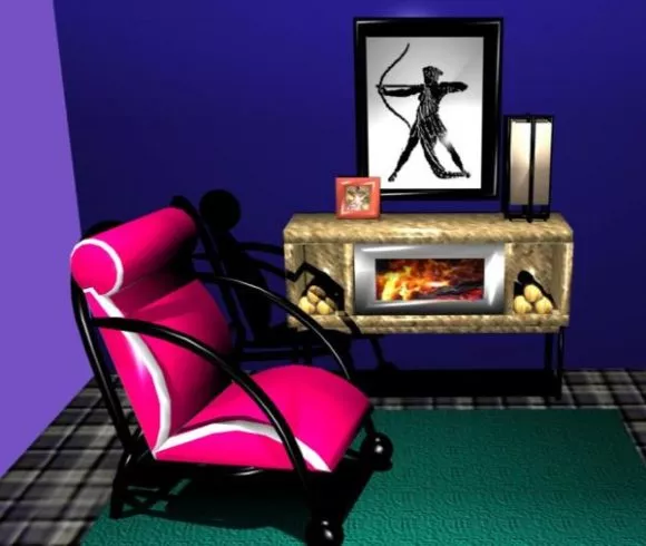 Small Office Glass Room Interior 3d model