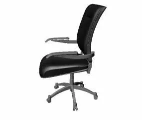 Black Leather Office Wheels Chair 3d model