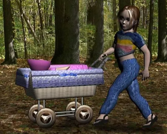 Doll Character And Dollpram 3d model Doll Character And Dollpram 3d model