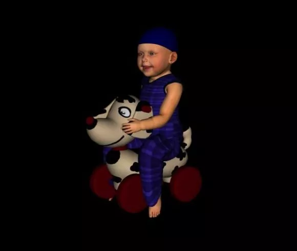 Game Character With Cave House 3d model
