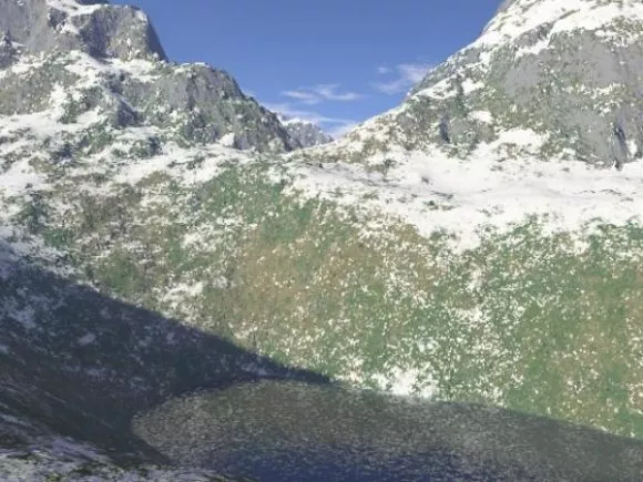 Afternoon Mountain Landscape With Sunny 3d model