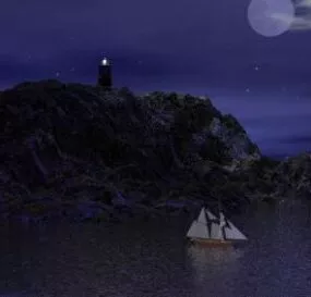 Lighthouse On The Mountain Landscape 3d model