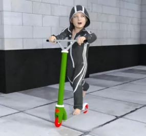 Little Boy With Scooter 3d model