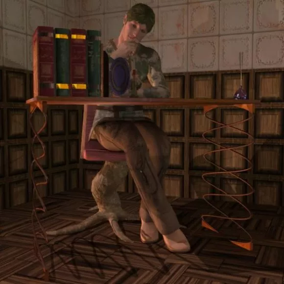 Beautiful Girl In A Room With Mirror 3d model