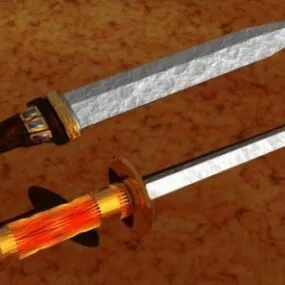 Twin Medieval Sword Weapon 3d model
