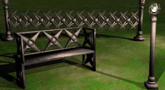 Wrought Iron Outdoor Bench 3d model Wrought Iron Outdoor Bench 3d model
