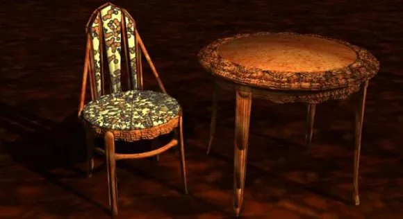Classical European Dining Table With Utensil 3d model