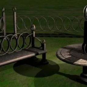 Wrought Iron Outdoor Bench 3d model