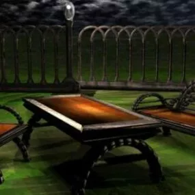 Small Table Bench Outdoor Furniture 3d model