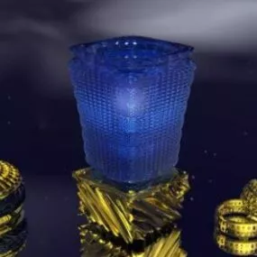 Golden Perfume Bottle Jewelry Set 3d model