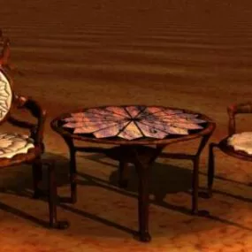 Luxurious Chair Table Set 3d model