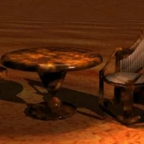 Round Coffee Table Set 44 3d model