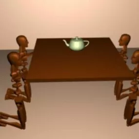 Human Carved Style Table Furniture 3d model