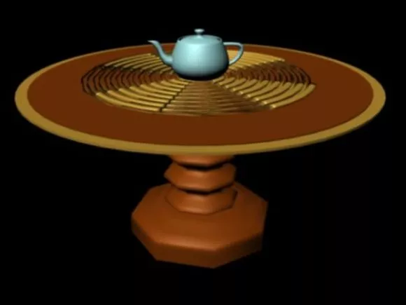 Round Desk Furniture With Teapot 3d model Round Desk Furniture With Teapot 3d model