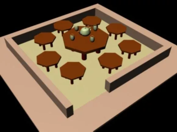 Counter Table With Bar Stool 3d model