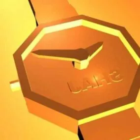 Gold Wrist Watch 3d model