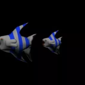 Blue White Fish 3d model