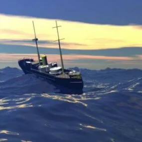 Cargo Ship In The Sea 3d model