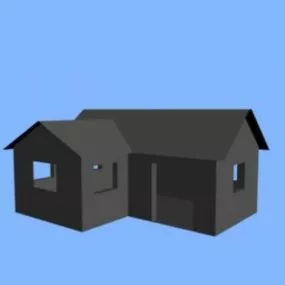 Simple House Building Flat Roof 3d model