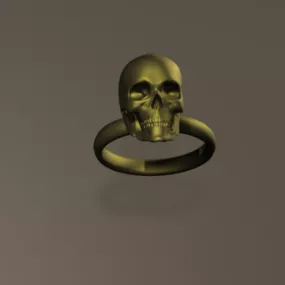 Gold Skull Ring Jewelry 3d model