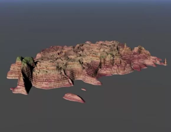 The Trail Landscape With Waterfall 3d model