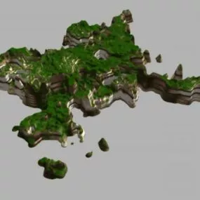Rock And Grass Cliff Landscape 3d model