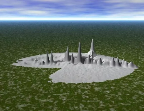 Mountain Terrain With Sky Background 3d model