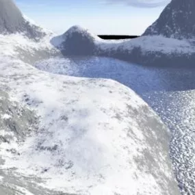 Snow Day Mountain Landscape 3d model