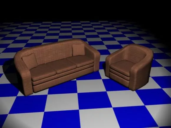 Upholstery Sofa Smooth Edge With Cushions 3d model