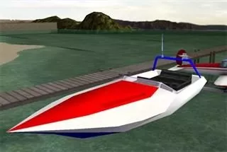 Small Boat With Sail On Sea 3d model