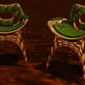 Luxury Stool Carved Style 3d model
