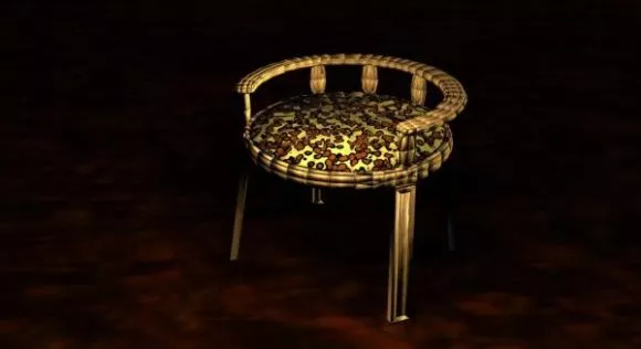Bar Stool With Red Round Seat 3d model