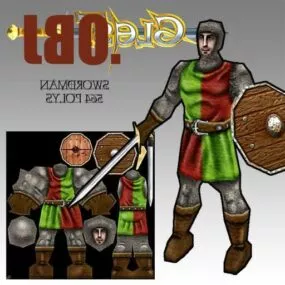 Swordman Mediaeval Game Character 3d model