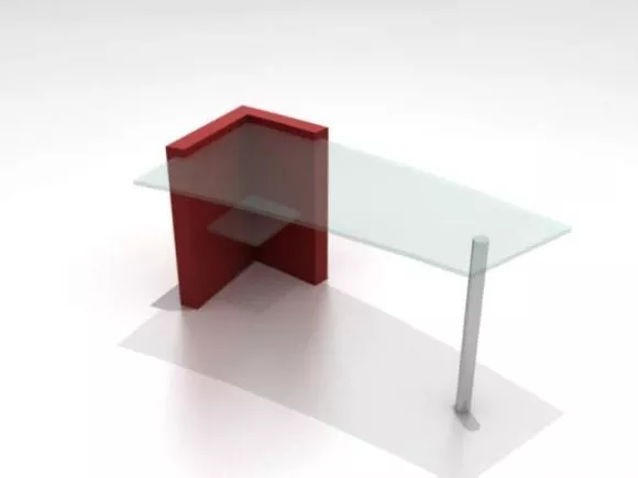 Drawing Table With Chair And Lamp 3d model