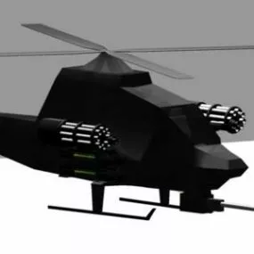 Military Helicopter With Missiles 3d model