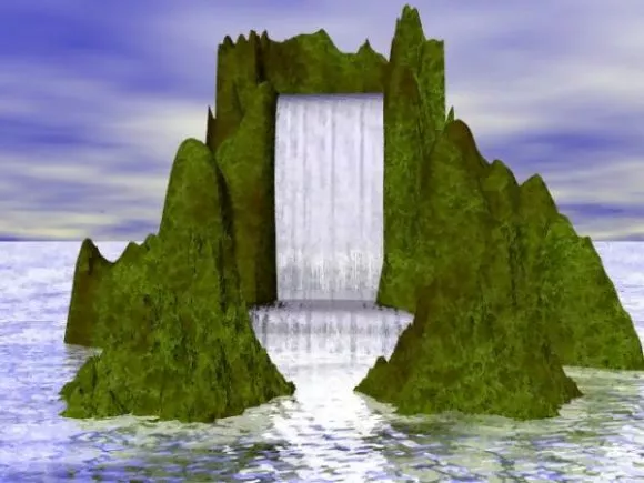 Waterfall In Forest Landscape 3d model