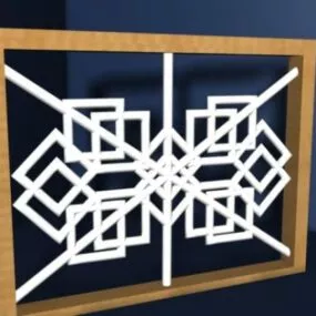 Window Wood Frame With Decoration 3d model